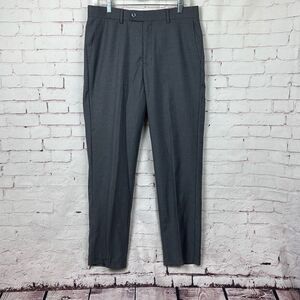 Berragamo Dress Pants Mens 32R Collezione D' Italia Flat Front Work Office Gray